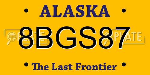 8BGS87 Alaska License Plate