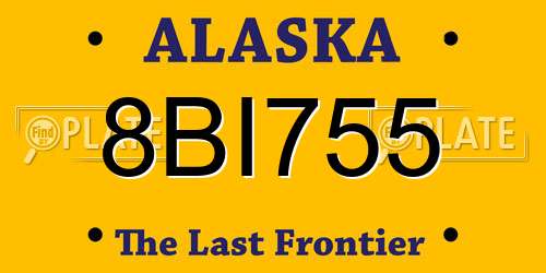 8BI755 Alaska License Plate
