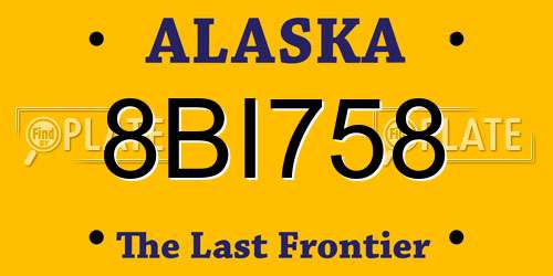 8BI758 Alaska License Plate