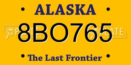 8BO765 Alaska License Plate