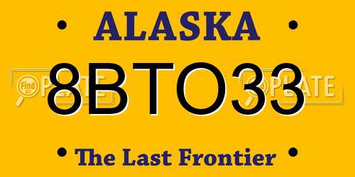 8BTO33 Alaska License Plate