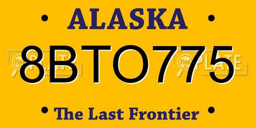 8BTO775 Alaska License Plate