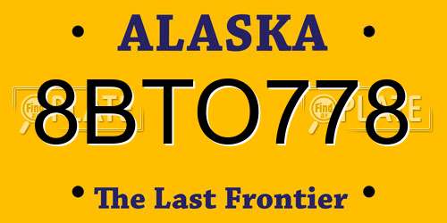 8BTO778 Alaska License Plate