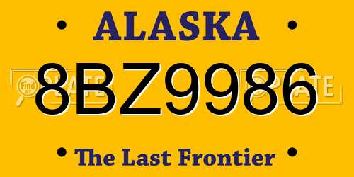 8BZ9986 Alaska License Plate