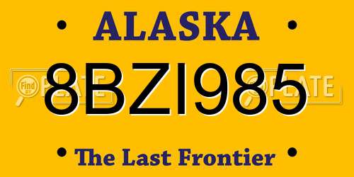8BZI985 Alaska License Plate