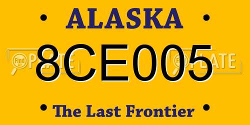 8CE005 Alaska License Plate