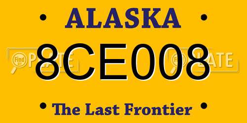 8CE008 Alaska License Plate