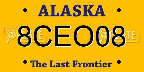 8CEO08 Alaska License Plate