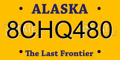 8CHQ480 Alaska License Plate
