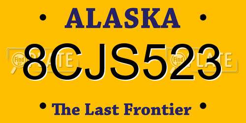 8CJS523 Alaska License Plate