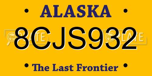 8CJS932 Alaska License Plate