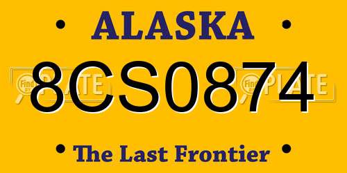 8CS0874 Alaska License Plate