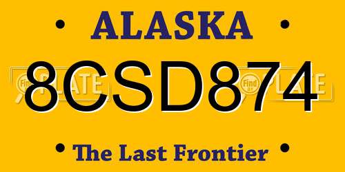 8CSD874 Alaska License Plate