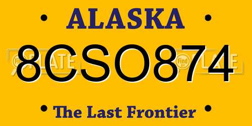 8CSO874 Alaska License Plate
