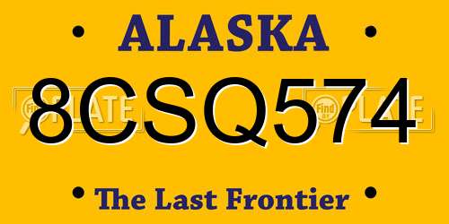 8CSQ574 Alaska License Plate