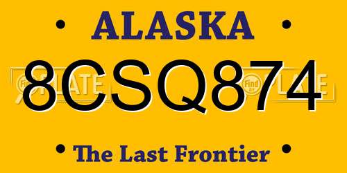 8CSQ874 Alaska License Plate