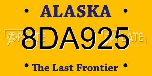 8DA925 Alaska License Plate