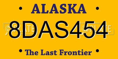 8DAS454 Alaska License Plate