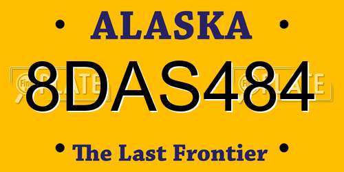 8DAS484 Alaska License Plate