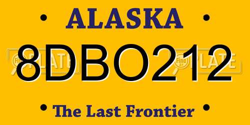 8DBO212 Alaska License Plate