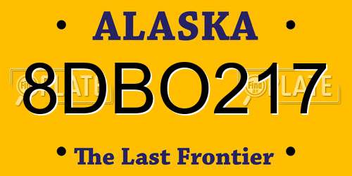 8DBO217 Alaska License Plate