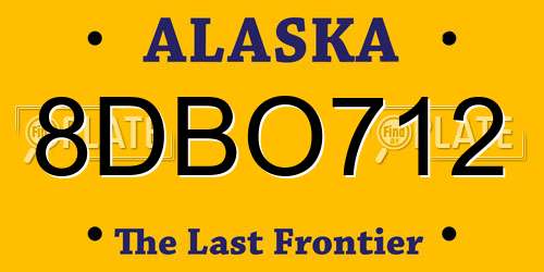 8DBO712 Alaska License Plate