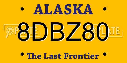 8DBZ80 Alaska License Plate