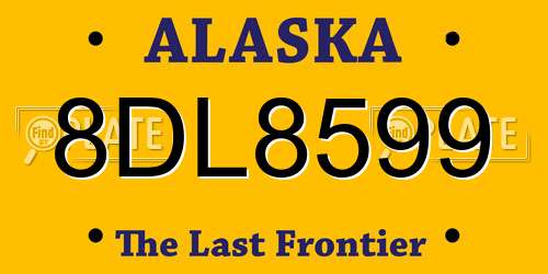 8DL8599 Alaska License Plate