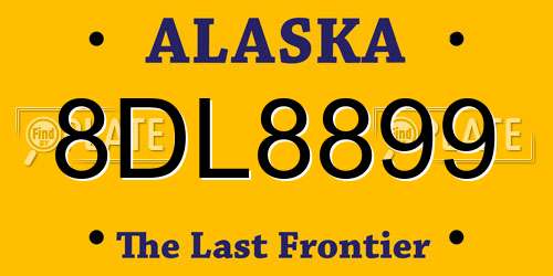 8DL8899 Alaska License Plate