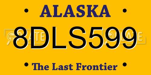 8DLS599 Alaska License Plate