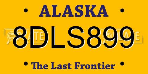 8DLS899 Alaska License Plate