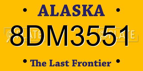 8DM3551 Alaska License Plate