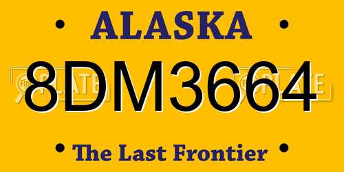8DM3664 Alaska License Plate
