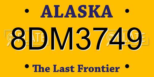 8DM3749 Alaska License Plate