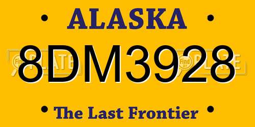 8DM3928 Alaska License Plate