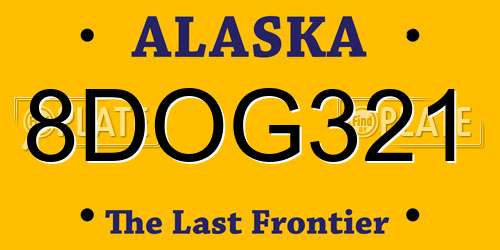 8DOG321 Alaska License Plate