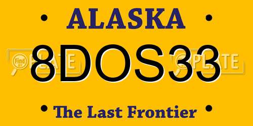 8DOS33 Alaska License Plate