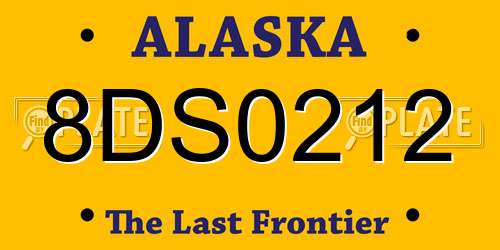 8DS0212 Alaska License Plate