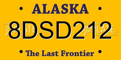 8DSD212 Alaska License Plate