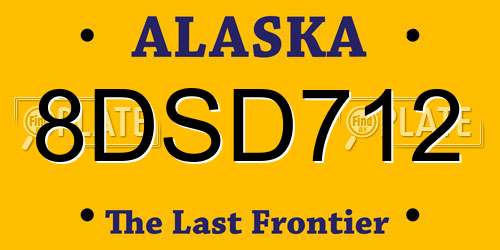 8DSD712 Alaska License Plate