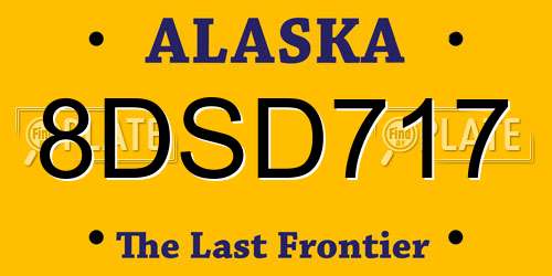 8DSD717 Alaska License Plate