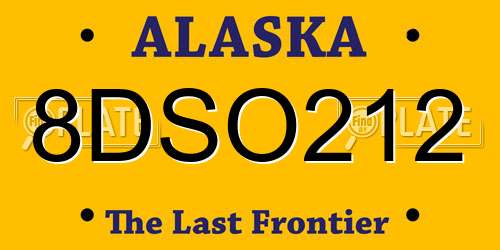 8DSO212 Alaska License Plate