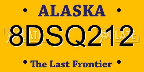 8DSQ212 Alaska License Plate