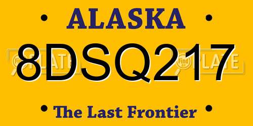 8DSQ217 Alaska License Plate
