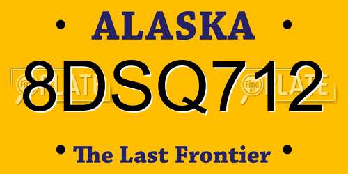 8DSQ712 Alaska License Plate