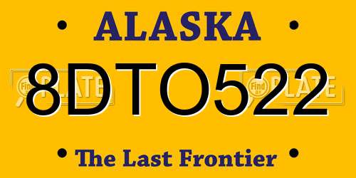 8DTO522 Alaska License Plate