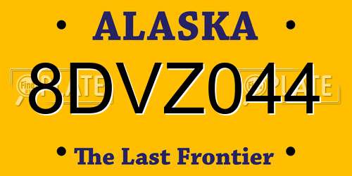 8DVZ044 Alaska License Plate