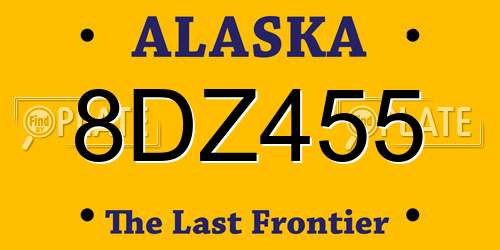 8DZ455 Alaska License Plate