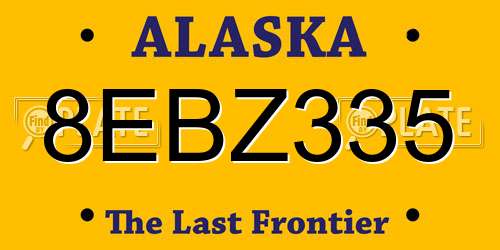 8EBZ335 Alaska License Plate