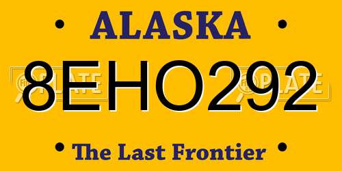 8EHO292 Alaska License Plate